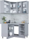 Миниатюра изображения товара Кухонный гарнитур Интерлиния Мила Пластик 1.2x1.3 (дуб эпоксид/антрацит/серый каспий)