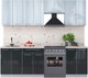 Миниатюра изображения товара Кухонный гарнитур Интерлиния Мила Пластик 2.4 А (туманный глянец/антрацит/бискайская сосна)