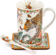 Миниатюра изображения товара Кружка с ложкой SIJ Леопард GC2409 (с ложкой и подставкой)