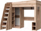 Миниатюра изображения товара Кровать-чердак Стендмебель Киви КР-02 (супермат белый/дуб делано)