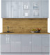 Миниатюра изображения товара Кухонный гарнитур Интерлиния Мила Пластик 1.9 Б (туманный глянец/туманный глянец/дуб бунратти)