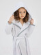 Миниатюра изображения товара Халат детский Amarobaby Waffle с капюшоном / AB-OD22-WAF2502/00-122  (белый, р.122-128)