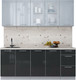 Миниатюра изображения товара Кухонный гарнитур Интерлиния Мила Пластик 2.0 Б (туманный глянец/антрацит/бискайская сосна)