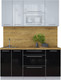 Миниатюра изображения товара Кухонный гарнитур Интерлиния Мила Пластик 1.6 В (туманный глянец/черный глянец/дуб бунратти)