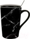 Миниатюра изображения товара Кружка с ложкой Miniso Black and White Series 9957 (с крышкой)