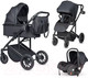 Миниатюра изображения товара Детская универсальная коляска Farfello Sola Trio Comfort 3в1 / SOLA-3 (черный)
