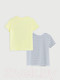 Миниатюра изображения товара Комплект футболок детских Mark Formelle 113379-2 (р.116-60, лимонад/серая полоска на белом)