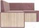 Миниатюра изображения товара Уголок кухонный мягкий Mebel-Ars Таллин 211x83x141 (велюр пудра НВ-178 18)