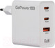 Миниатюра изображения товара Адаптер питания сетевой GoPower 1USB+2TYPE-C 65W QC3.0 GAN / 00-00028405 (белый)
