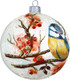 Миниатюра изображения товара Шар новогодний Декарт Синичка на ветке рябины 8Ш0110 (10см, белый)