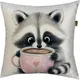 Миниатюра изображения товара Подушка декоративная MATEX Fluffy. Енотик и кофеек / 62-349 (молочный/розовый/коричневый)