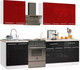 Миниатюра изображения товара Кухонный гарнитур Кастанье Мила 2.0 (красный китайский глянец/черный глянец)