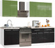 Миниатюра изображения товара Кухонный гарнитур Кастанье Мила 2.0 (зеленый глянец/черный глянец)