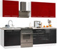 Миниатюра изображения товара Кухонный гарнитур Кастанье Мила 2.2 (красный китайский глянец/черный глянец)