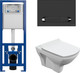 Миниатюра изображения товара Унитаз подвесной с инсталляцией Cersanit Carina New Clean On с инстал. Link Pro (с кнопкой Estetica 64112 черный/хром)
