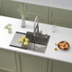 Миниатюра изображения товара Мойка кухонная Roxen Simple 560220-45 с ролл-матом и дозатором (сатин)
