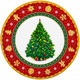 Миниатюра изображения товара Набор тарелок Elan Gallery Новогодняя елка / 420680 (красный/узор New Bone China)