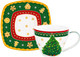 Миниатюра изображения товара Чашка с блюдцем Elan Gallery Новогодняя елка / 420734 (зеленый узор)