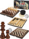 Миниатюра изображения товара Набор настольных игр No Brand 3в1 Шахматы с магнитом, шашки без магнита, нарды / P00032