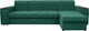 Миниатюра изображения товара Диван угловой Сириус Лидер-13 с оттоманкой ППУ 330x165 (Eva 30 велюр зеленый)