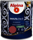 Миниатюра изображения товара Эмаль Alpina По ржавчине 3 в 1 RAL3011 (2.5л, шелковисто-матовый красно-коричневый)