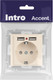 Миниатюра изображения товара Розетка INTRO Accent 6-410-02 / Б0063692 (слоновая кость)