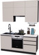 Миниатюра изображения товара Кухонный гарнитур ВерсоМебель Эко Премиум 1.8 (кашемир/ст. мрамор лацио)
