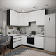 Миниатюра изображения товара Кухонный гарнитур ВерсоМебель Эко Премиум 1.4x2.2 левая (белый фасадный/ст. мрамор лацио)