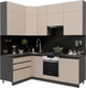 Миниатюра изображения товара Кухонный гарнитур ВерсоМебель Эко Премиум 1.4x2.2 левая (глиняный серый/ст. тунис)