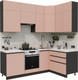 Миниатюра изображения товара Кухонный гарнитур ВерсоМебель Эко Премиум 1.4x2.2 правая (пудровый/ст. мрамор лацио)