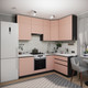 Миниатюра изображения товара Кухонный гарнитур ВерсоМебель Эко Премиум 1.4x2.2 правая (пудровый/ст. мрамор лацио)