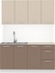 Миниатюра изображения товара Кухонный гарнитур Артём-Мебель Оля СН-114 без стекла МДФ 1.6м (веллюто латте/веллюто мокко)
