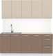 Миниатюра изображения товара Кухонный гарнитур Артём-Мебель Оля СН-114 без стекла МДФ 2.0м (веллюто латте/веллюто мокко)
