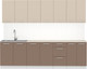 Миниатюра изображения товара Кухонный гарнитур Артём-Мебель Оля СН-114 без стекла МДФ 2.6м (веллюто латте/веллюто мокко)