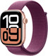 Миниатюра изображения товара Умные часы Apple Watch Series 10 GPS 46mm / MWWV3 (розовое золото/сливовый плетеный ремешок)