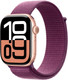 Миниатюра изображения товара Умные часы Apple Watch Series 10 GPS 42mm / MWWK3 (розовое золото, сливовый плетеный ремешок)