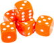 Миниатюра изображения товара Набор кубиков для настольной игры Звезда D6 16мм / 1233 (5шт, оранжевый с белыми точками)