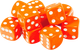 Миниатюра изображения товара Набор кубиков для настольной игры Звезда D6 16мм / 1234 (10шт, оранжевый с белыми точками)