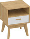 Миниатюра изображения товара Прикроватная тумба Мебельград Калгари 44x40x57 (дуб натуральный светлый / белый матовый)