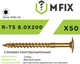 Миниатюра изображения товара Саморез MFIX Конструкционный тарельчатый по дереву 8.0х200 TORX 40 (50шт)