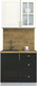 Миниатюра изображения товара Кухонный гарнитур Интерлиния Мила Шато 0.9А (белый/черный/дуб бунратти)