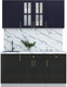 Миниатюра изображения товара Кухонный гарнитур Интерлиния Мила Шато 1.6А (индиго/черный/белый гранит)