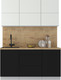 Миниатюра изображения товара Кухонный гарнитур Интерлиния Мила Матте 1.6 А (белый/черный/дуб бунратти)