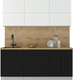 Миниатюра изображения товара Кухонный гарнитур Интерлиния Мила Матте 1.9 А (белый/черный/дуб бунратти)