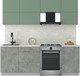 Миниатюра изображения товара Кухонный гарнитур Интерлиния Мила Матте 2.2 Б (мята/керамика/опал светлый)