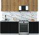 Миниатюра изображения товара Кухонный гарнитур Интерлиния Мила Матте 2.3 Б (дуб вотан/черный/белый гранит)