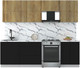 Миниатюра изображения товара Кухонный гарнитур Интерлиния Мила Матте 2.5 Б (дуб вотан/черный/белый гранит)