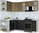 Миниатюра изображения товара Кухонный гарнитур Интерлиния Мила Шато 1.5x2.2 LV (дуб вотан/черный/белый гранит)