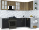 Миниатюра изображения товара Кухонный гарнитур Интерлиния Мила Шато 1.5x2.5 PR (дуб вотан/черный/белый гранит)