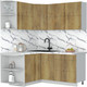 Миниатюра изображения товара Кухонный гарнитур Интерлиния Мила Матте 1.5x1.7 А (дуб вотан/дуб вотан/белый гранит)